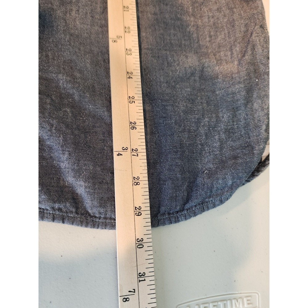 Timberland Mens Blue Chambray Long Sleeve Button Down Shirt Two Pocket Size L - Picture 12 of 14